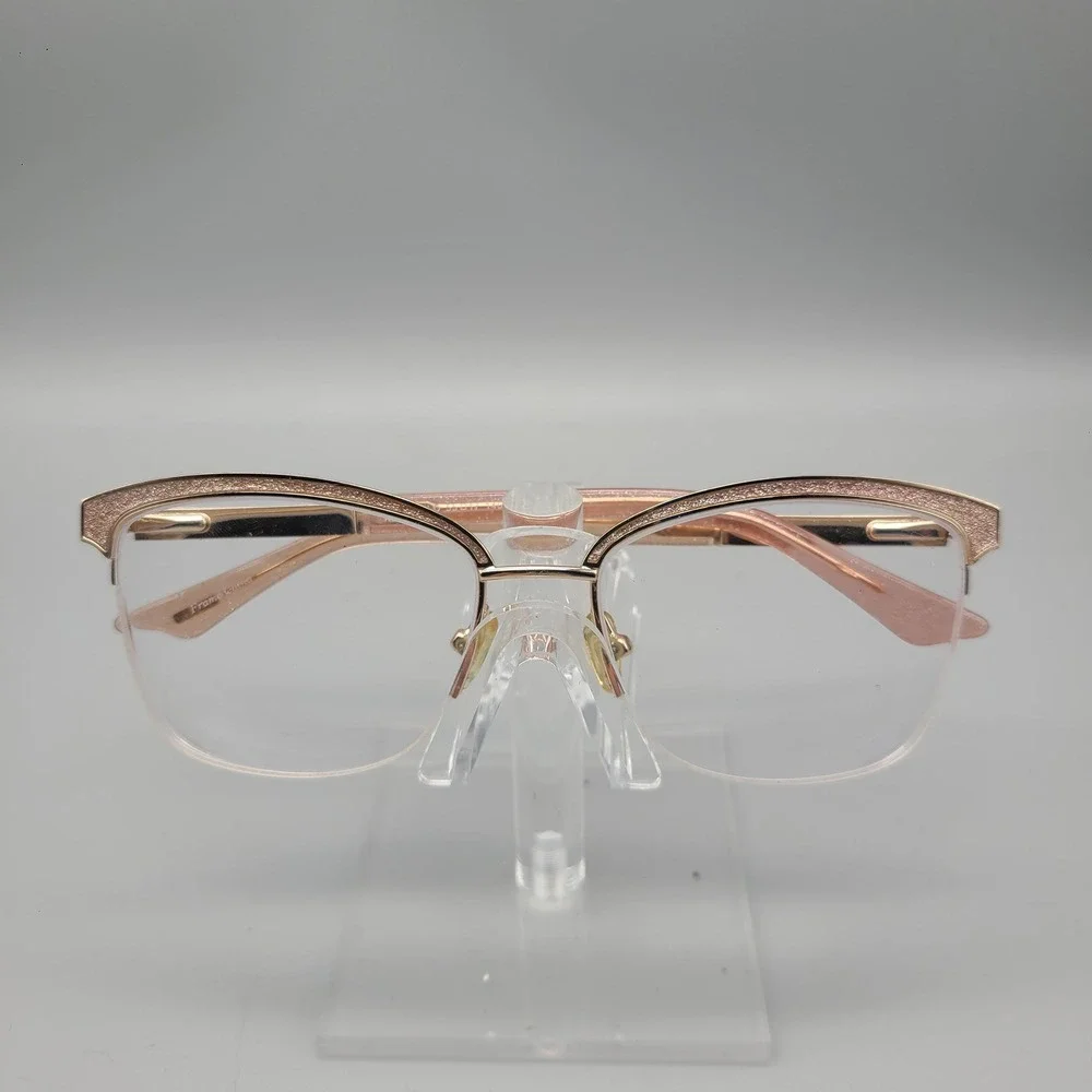 Kay Unger New York K232 GLD Gold Pink Glitter Cat Eye Eyeglass Frames 53-17-140